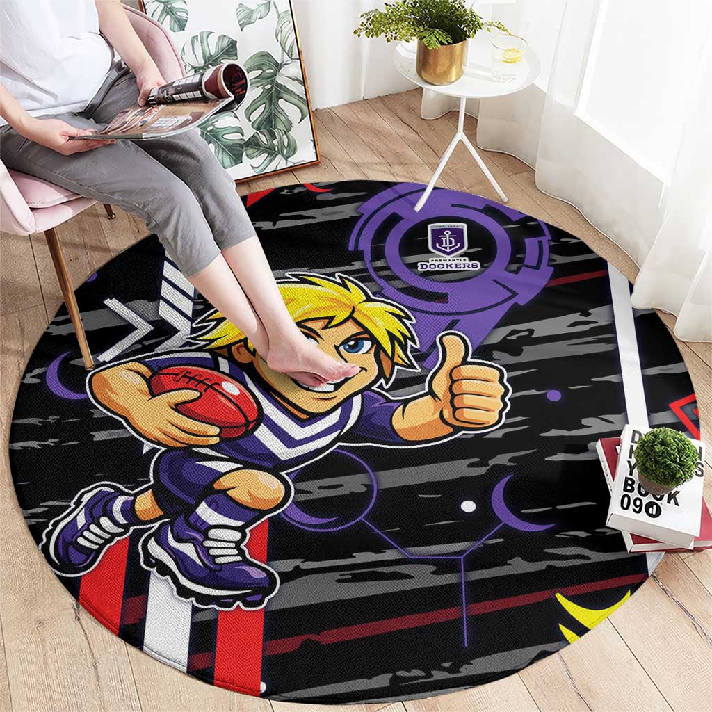 Fremantle Dockers Round Carpet Mascot Cartoon Football Illustration Style