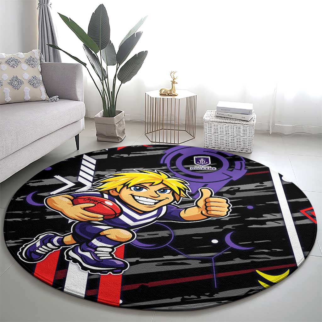 Fremantle Dockers Round Carpet Mascot Cartoon Football Illustration Style