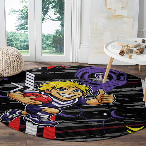 Fremantle Dockers Round Carpet Mascot Cartoon Football Illustration Style
