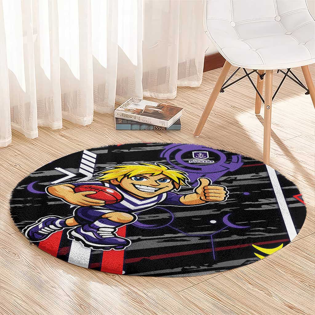 Fremantle Dockers Round Carpet Mascot Cartoon Football Illustration Style