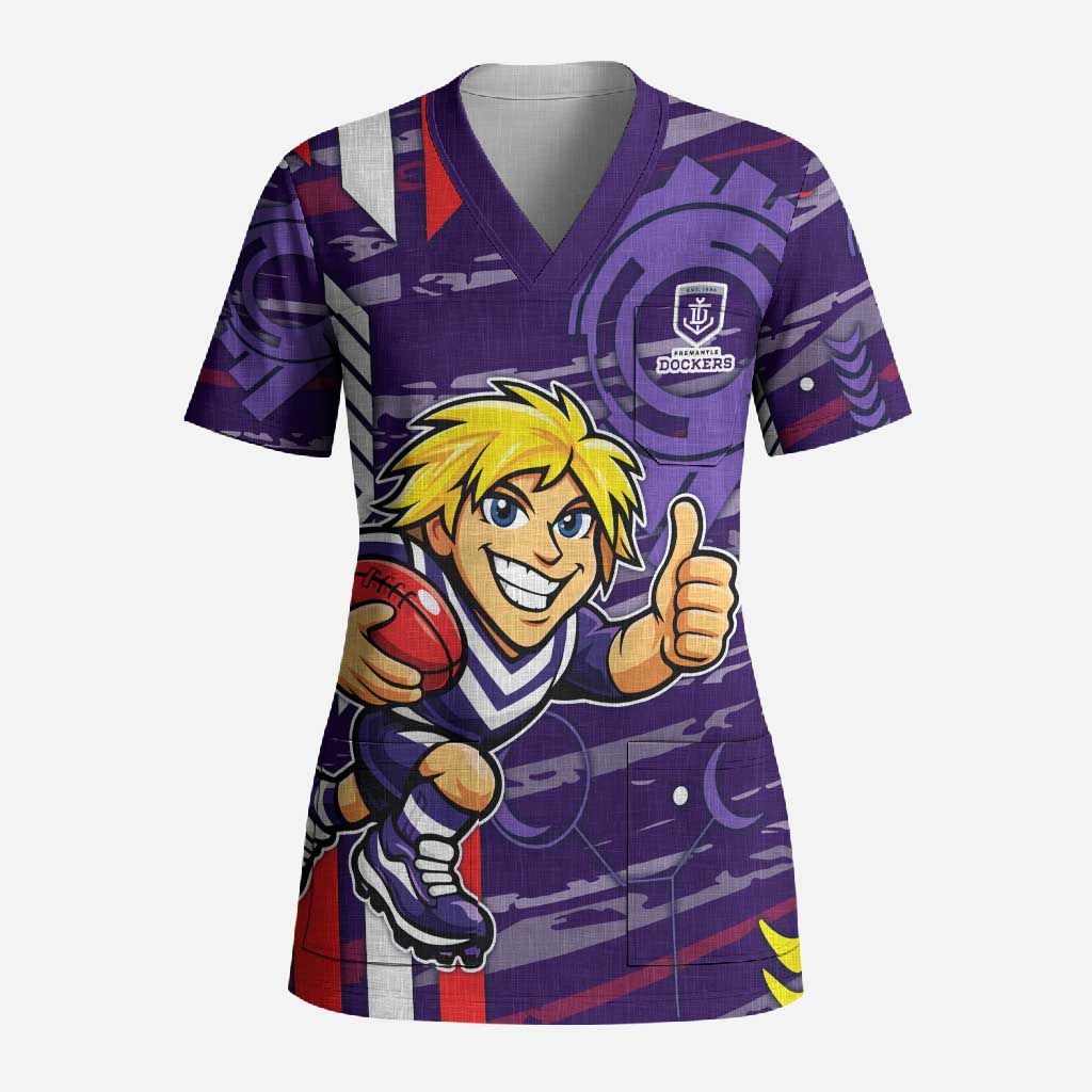 Fremantle Dockers Scrub Top Mascot Cartoon Football Illustration Style