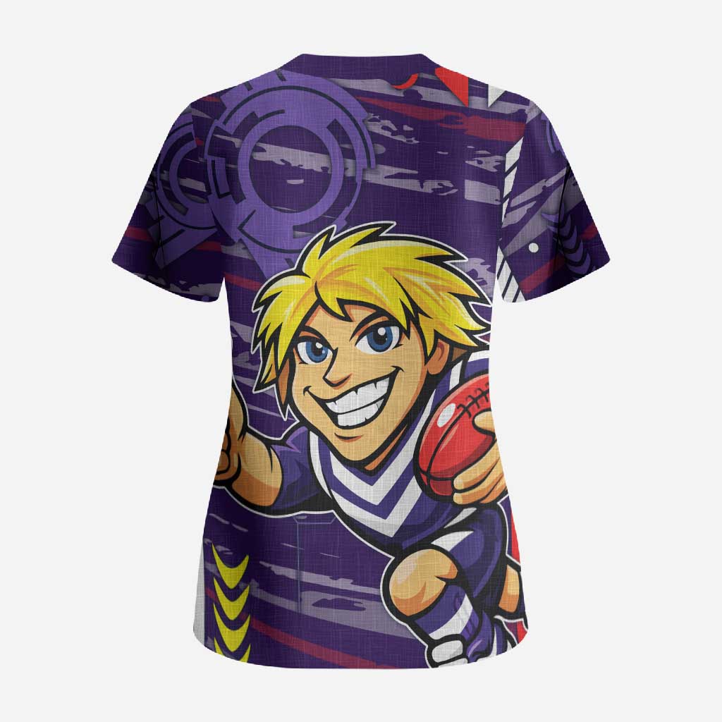 Fremantle Dockers Scrub Top Mascot Cartoon Football Illustration Style