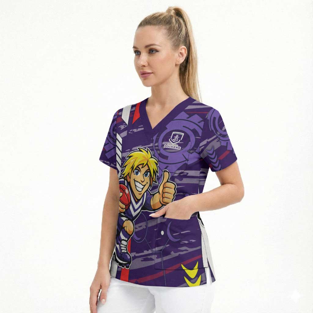 Fremantle Dockers Scrub Top Mascot Cartoon Football Illustration Style