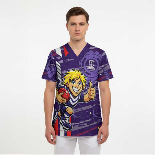 Fremantle Dockers Scrub Top Mascot Cartoon Football Illustration Style