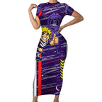 Fremantle Dockers Short Sleeve Bodycon Dress Mascot Cartoon Football Illustration Style