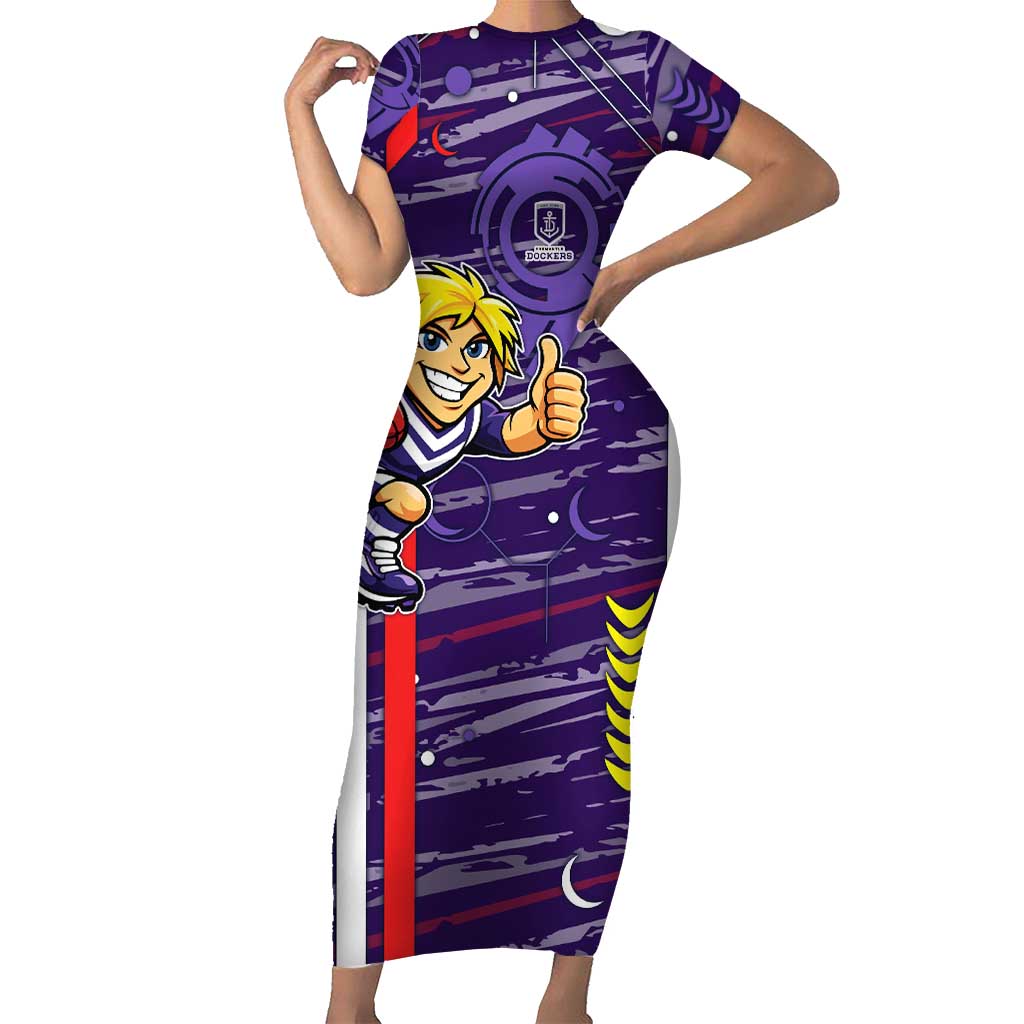 Fremantle Dockers Short Sleeve Bodycon Dress Mascot Cartoon Football Illustration Style