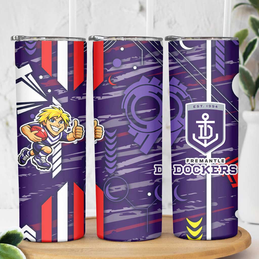 Fremantle Dockers Skinny Tumbler Mascot Cartoon Football Illustration Style