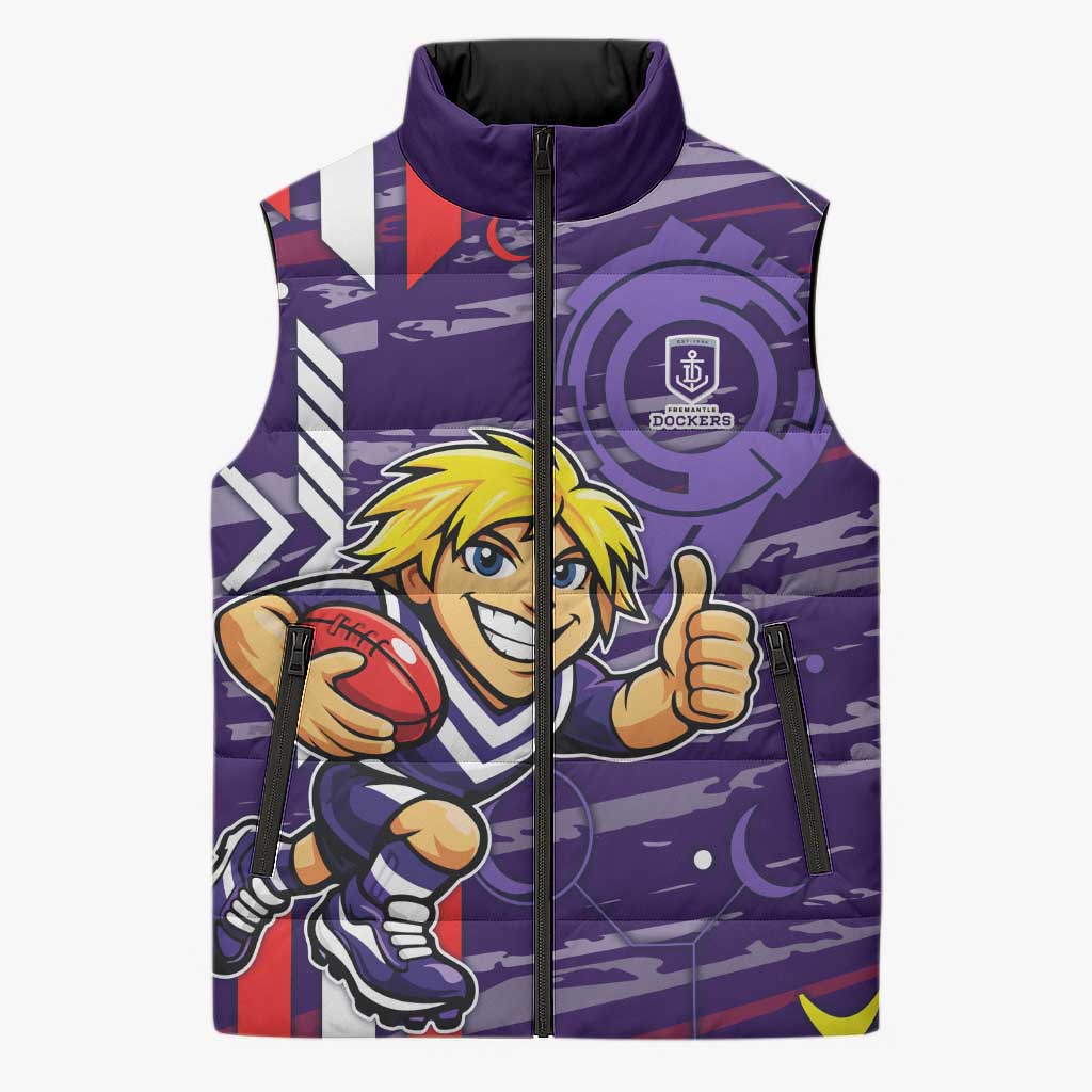 Fremantle Dockers Sleeveless Puffer Jacket Mascot Cartoon Football Illustration Style