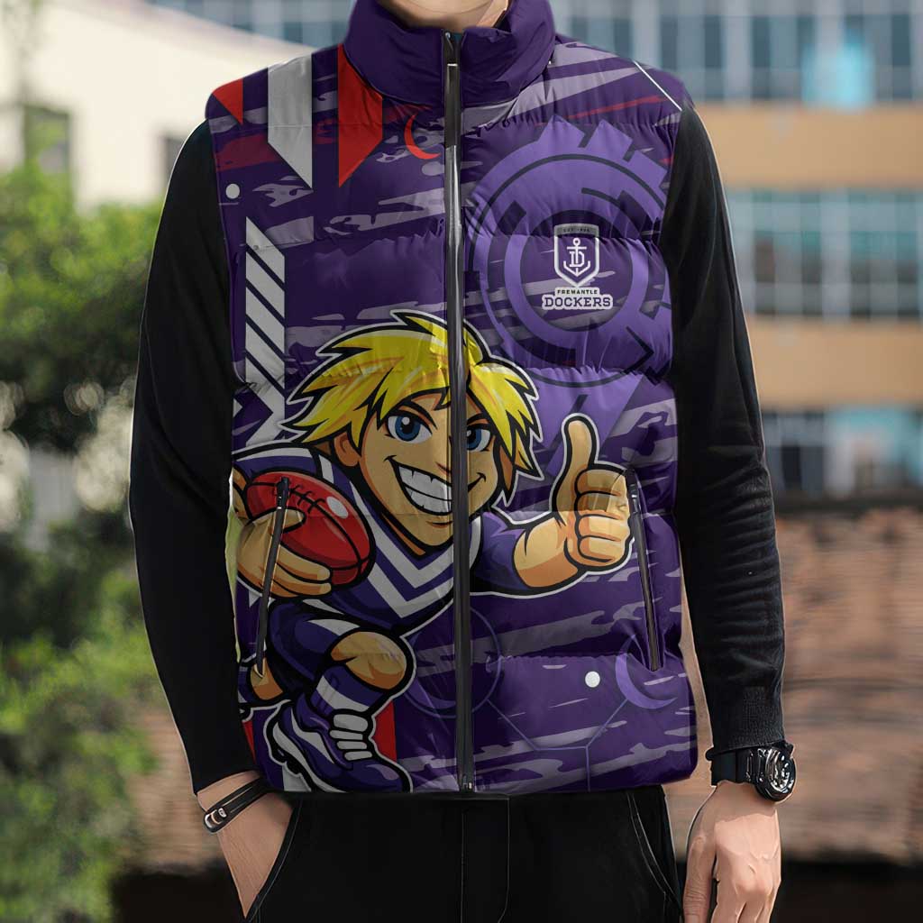 Fremantle Dockers Sleeveless Puffer Jacket Mascot Cartoon Football Illustration Style