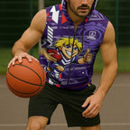 Fremantle Dockers Sleeveless Zip Hoodie Mascot Cartoon Football Illustration Style