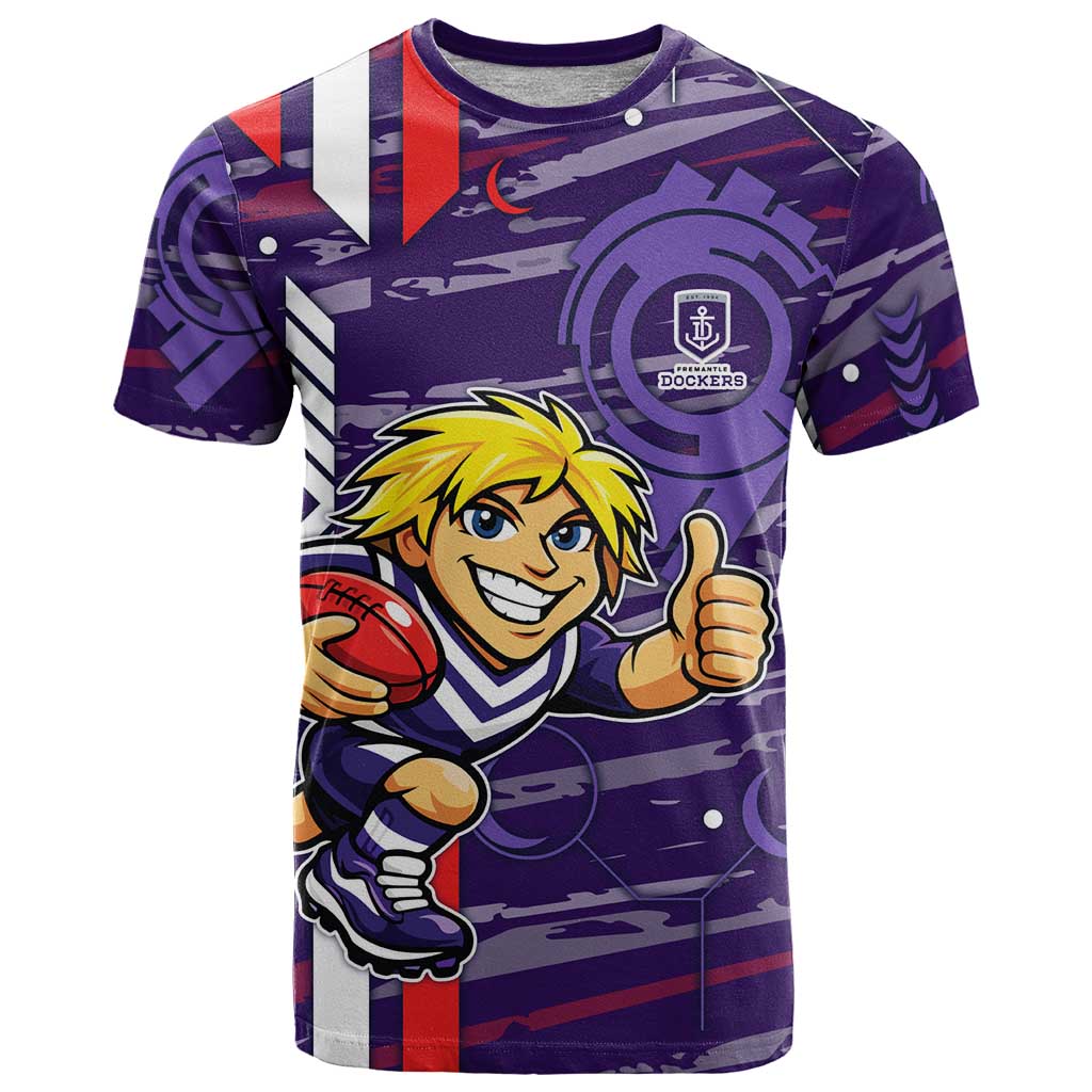 Fremantle Dockers T Shirt Mascot Cartoon Football Illustration Style