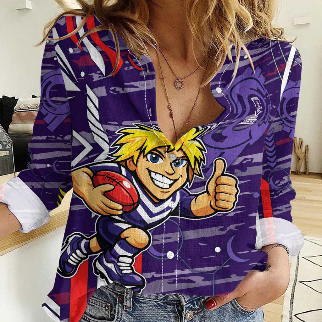 Fremantle Dockers Women Casual Shirt Mascot Cartoon Football Illustration Style