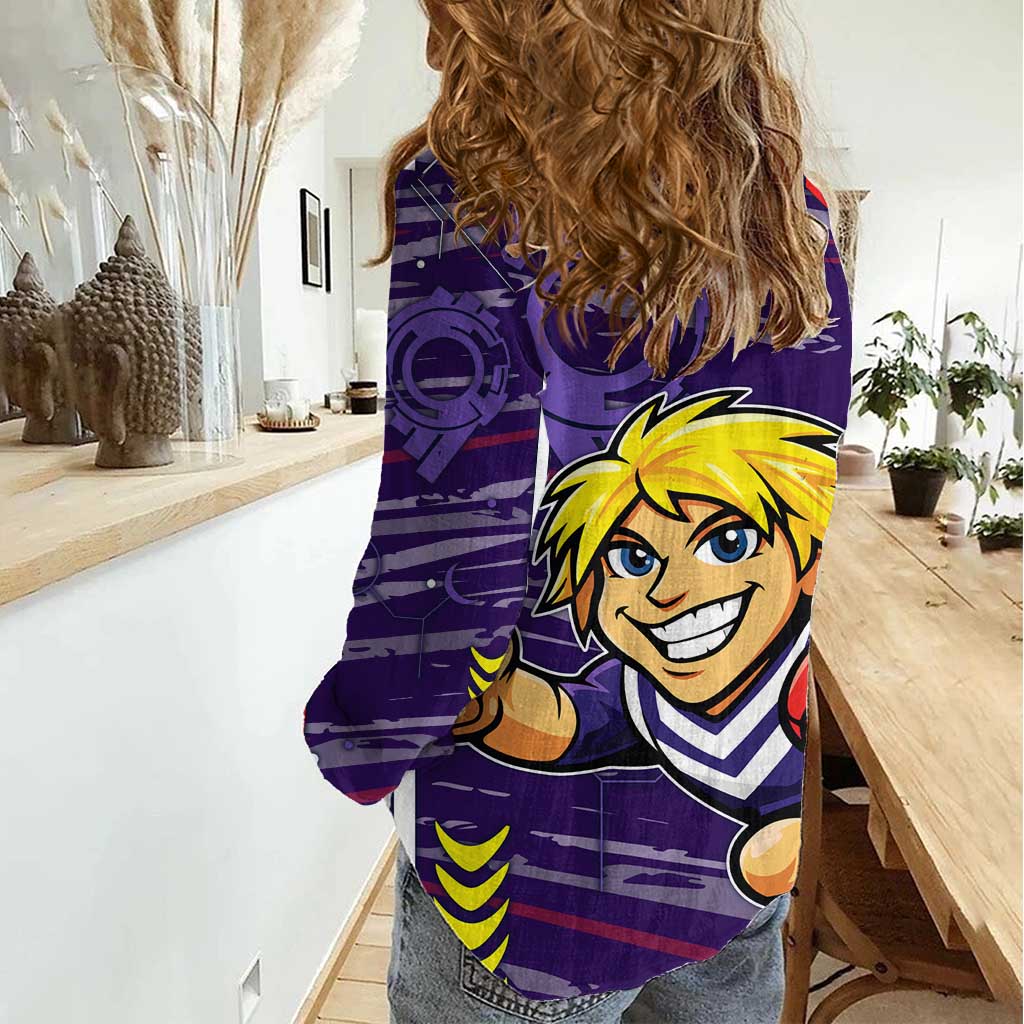 Fremantle Dockers Women Casual Shirt Mascot Cartoon Football Illustration Style