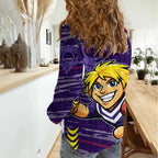 Fremantle Dockers Women Casual Shirt Mascot Cartoon Football Illustration Style