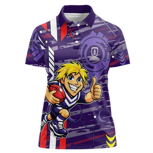 Fremantle Dockers Women Polo Shirt Mascot Cartoon Football Illustration Style