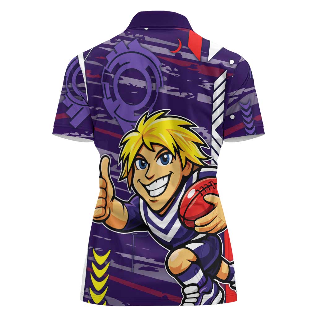 Fremantle Dockers Women Polo Shirt Mascot Cartoon Football Illustration Style