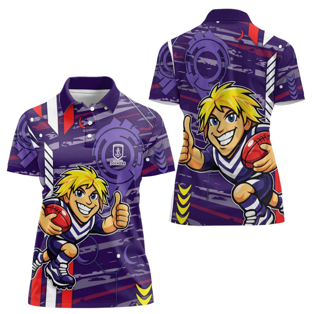 Fremantle Dockers Women Polo Shirt Mascot Cartoon Football Illustration Style