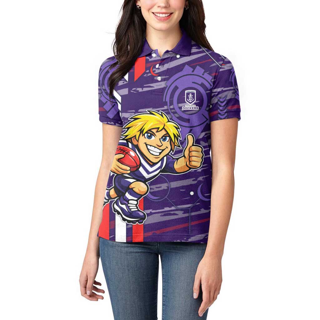 Fremantle Dockers Women Polo Shirt Mascot Cartoon Football Illustration Style