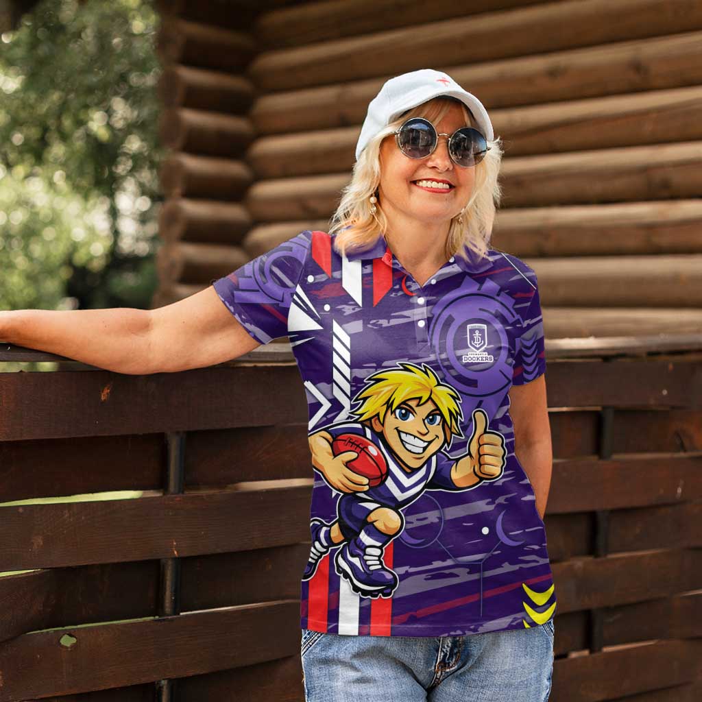 Fremantle Dockers Women Polo Shirt Mascot Cartoon Football Illustration Style
