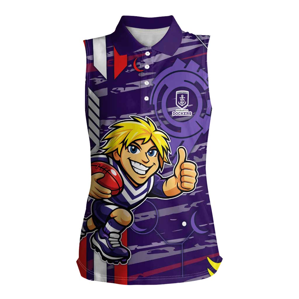 Fremantle Dockers Women Sleeveless Polo Shirt Mascot Cartoon Football Illustration Style
