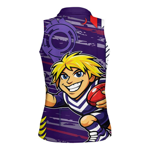 Fremantle Dockers Women Sleeveless Polo Shirt Mascot Cartoon Football Illustration Style