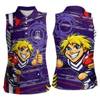 Fremantle Dockers Women Sleeveless Polo Shirt Mascot Cartoon Football Illustration Style