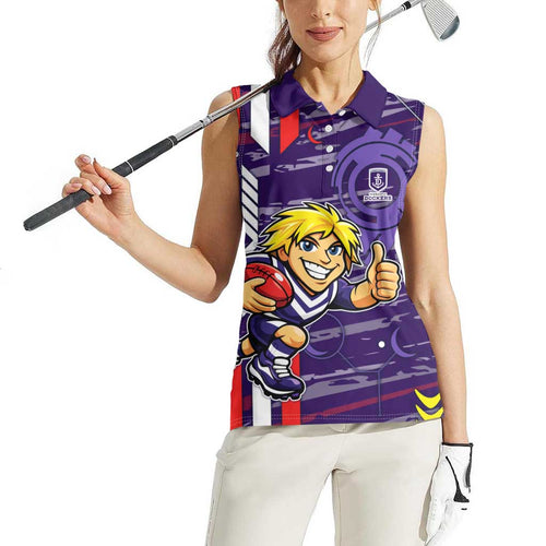Fremantle Dockers Women Sleeveless Polo Shirt Mascot Cartoon Football Illustration Style