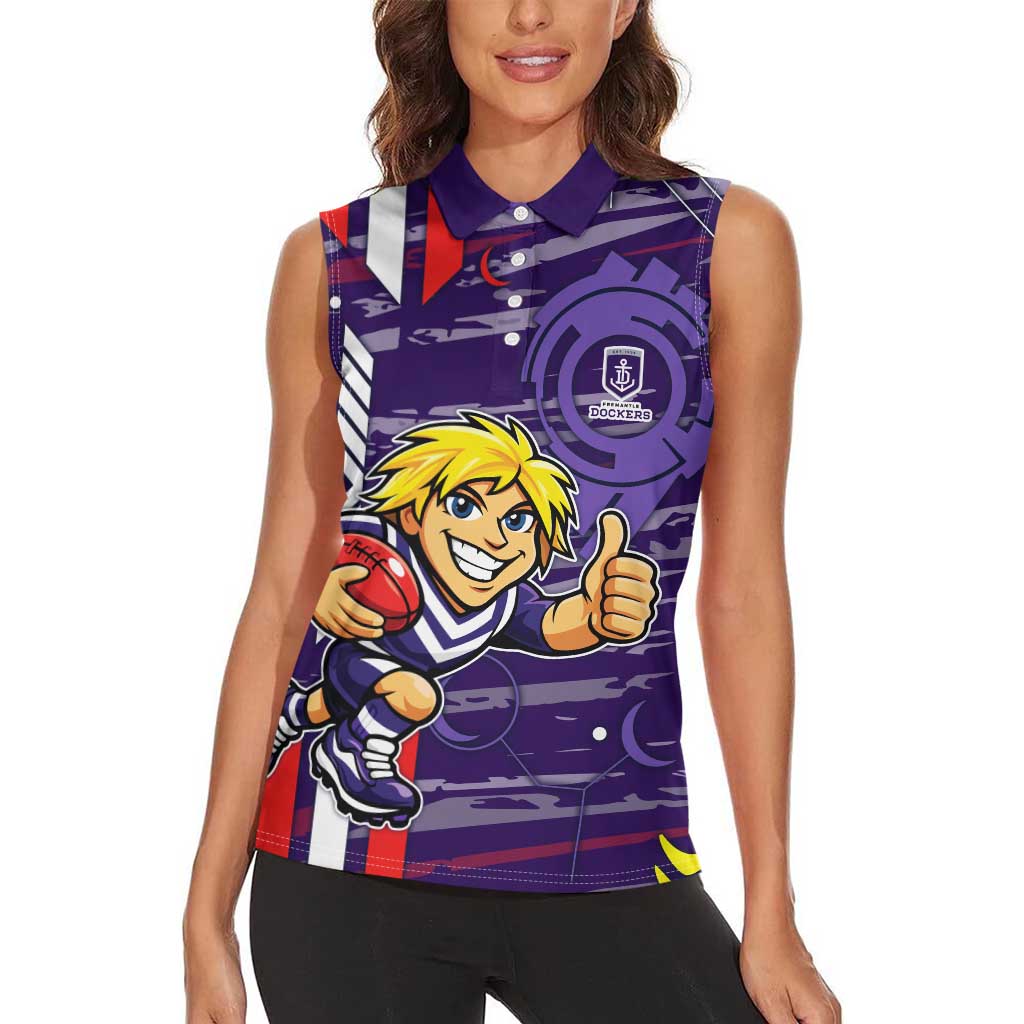 Fremantle Dockers Women Sleeveless Polo Shirt Mascot Cartoon Football Illustration Style