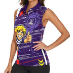 Fremantle Dockers Women Sleeveless Polo Shirt Mascot Cartoon Football Illustration Style