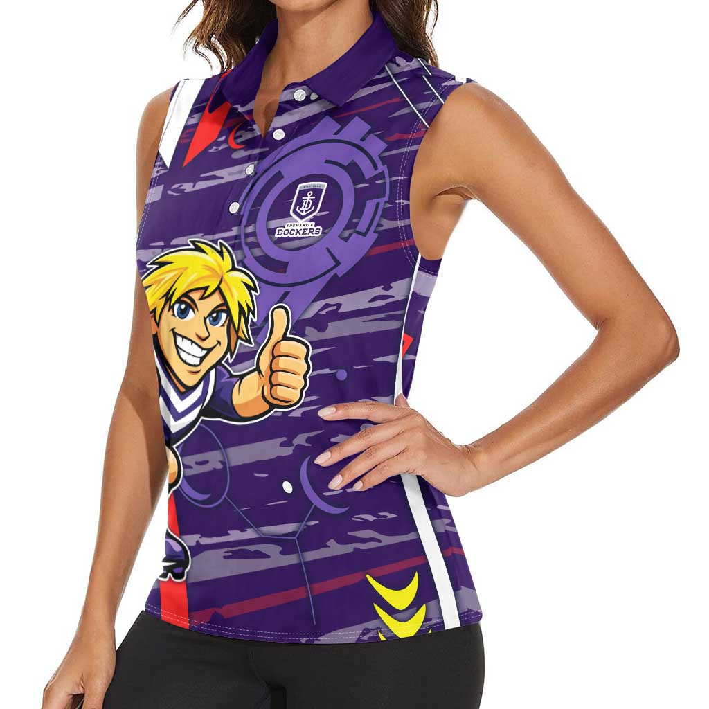 Fremantle Dockers Women Sleeveless Polo Shirt Mascot Cartoon Football Illustration Style