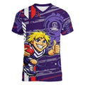 Fremantle Dockers Women V-Neck T-Shirt Mascot Cartoon Football Illustration Style