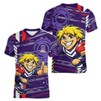 Fremantle Dockers Women V-Neck T-Shirt Mascot Cartoon Football Illustration Style