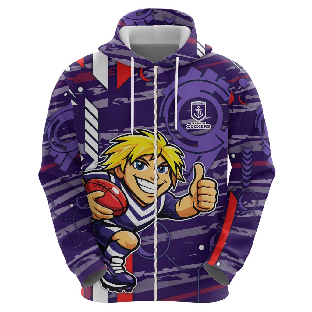 Fremantle Dockers Zip Hoodie Mascot Cartoon Football Illustration Style