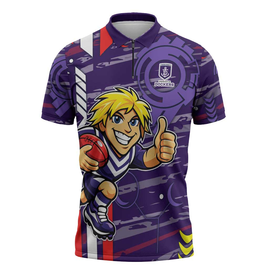 Fremantle Dockers Zipper Polo Shirt Mascot Cartoon Football Illustration Style