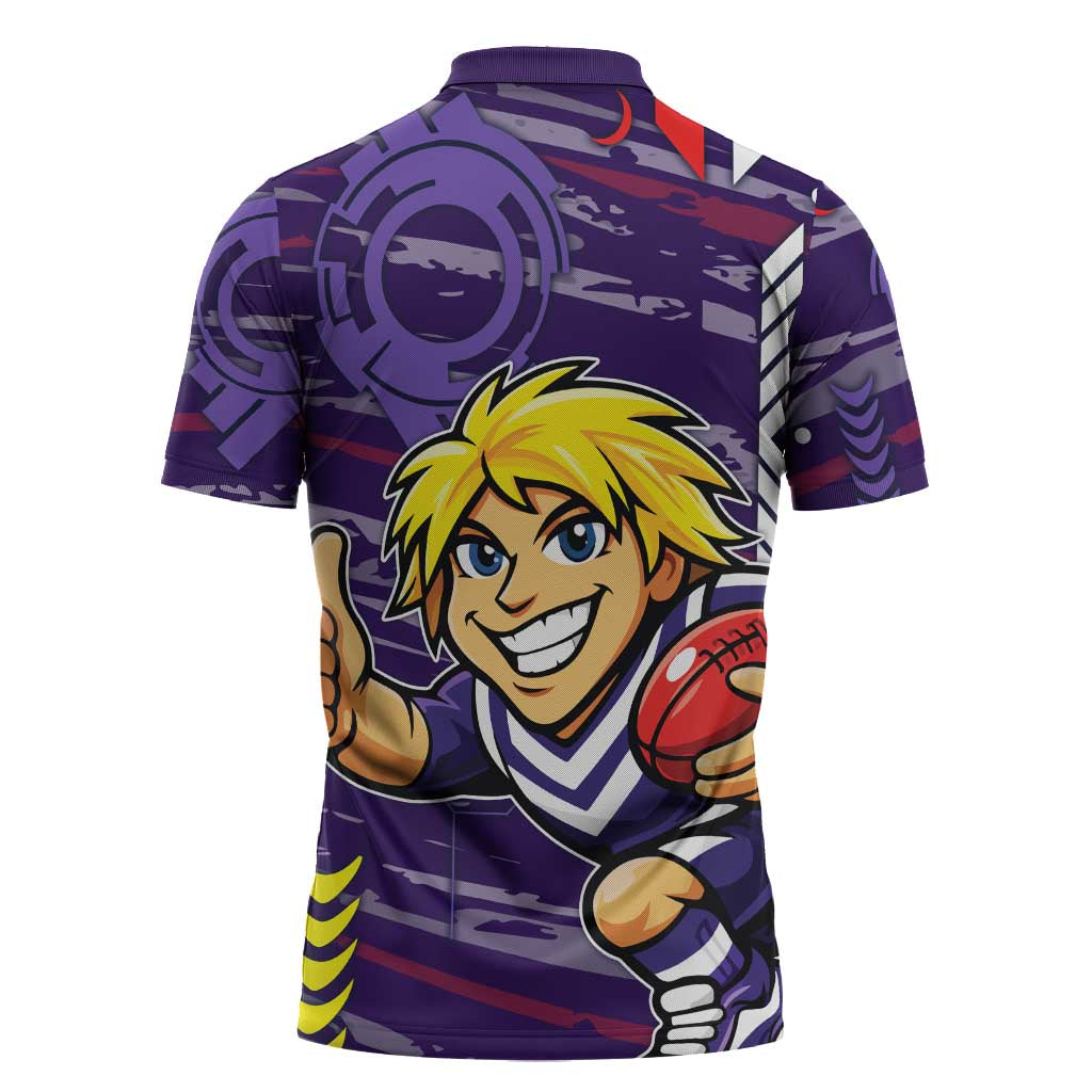 Fremantle Dockers Zipper Polo Shirt Mascot Cartoon Football Illustration Style