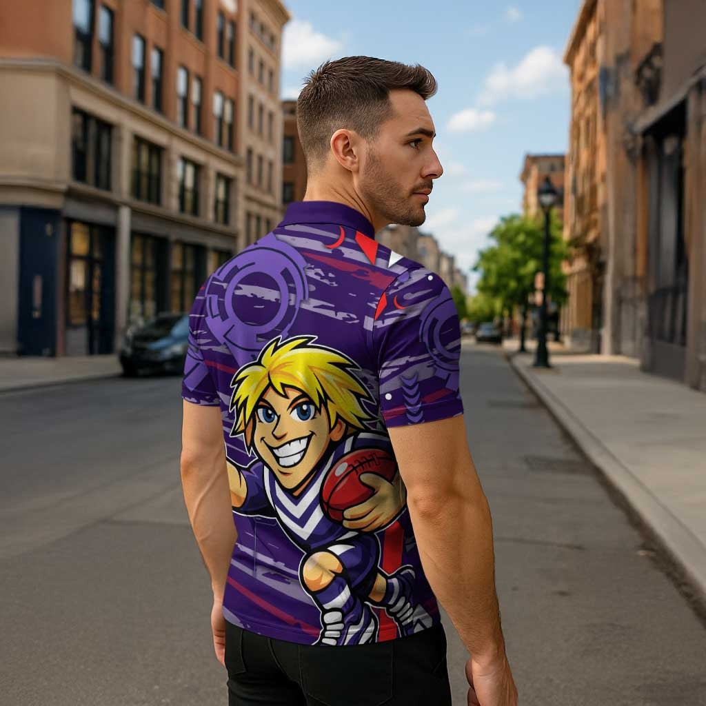 Fremantle Dockers Zipper Polo Shirt Mascot Cartoon Football Illustration Style