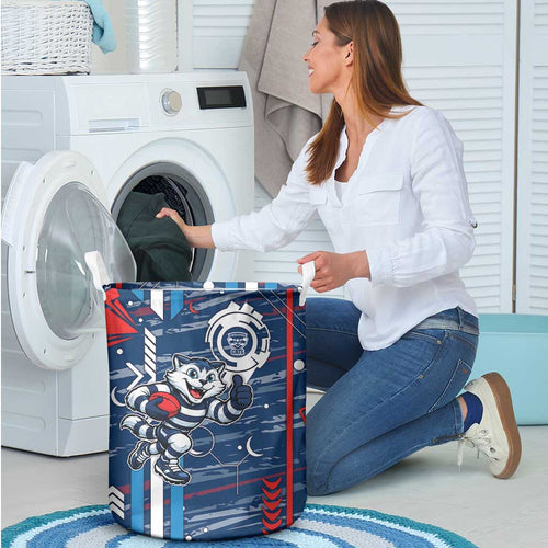 Geelong Cats Laundry Basket Mascot Cartoon Football Illustration Style