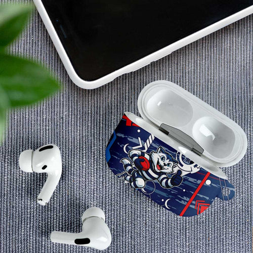 Geelong Cats AirPods Case Mascot Cartoon Football Illustration Style