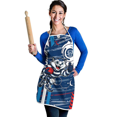 Geelong Cats Apron Mascot Cartoon Football Illustration Style