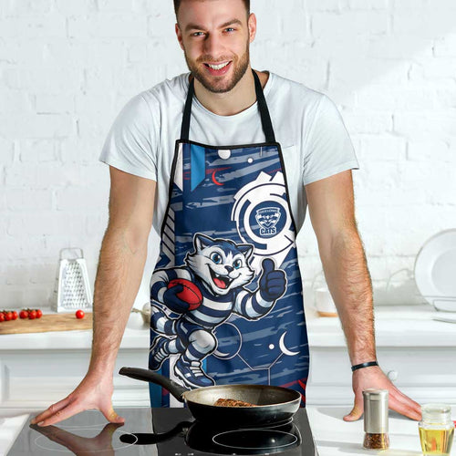 Geelong Cats Apron Mascot Cartoon Football Illustration Style