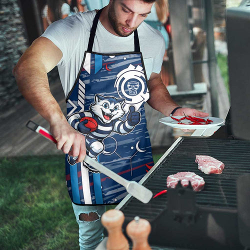 Geelong Cats Apron Mascot Cartoon Football Illustration Style