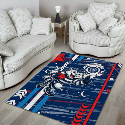 Geelong Cats Area Rug Mascot Cartoon Football Illustration Style