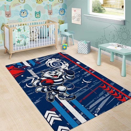 Geelong Cats Area Rug Mascot Cartoon Football Illustration Style