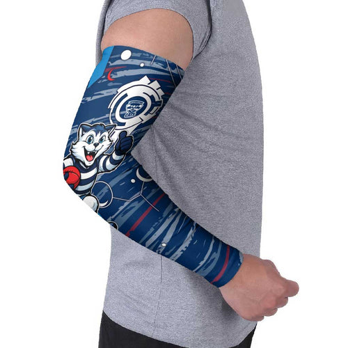 Geelong Cats Arm Sleeves Mascot Cartoon Football Illustration Style