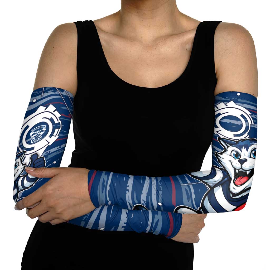 Geelong Cats Arm Sleeves Mascot Cartoon Football Illustration Style