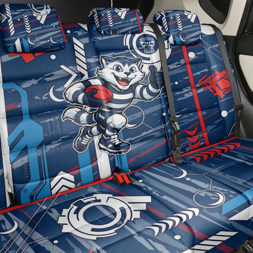 Geelong Cats Back Car Seat Cover Mascot Cartoon Football Illustration Style