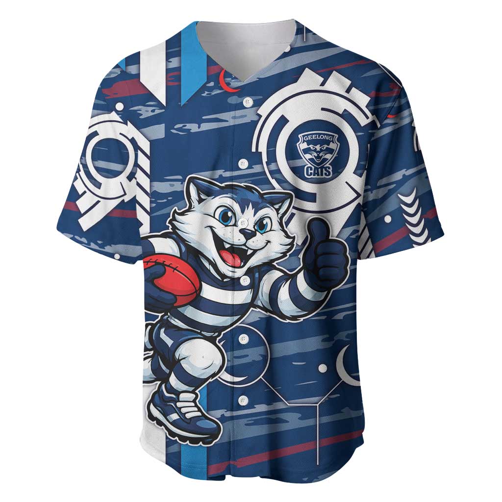 Geelong Cats Baseball Jersey Mascot Cartoon Football Illustration Style