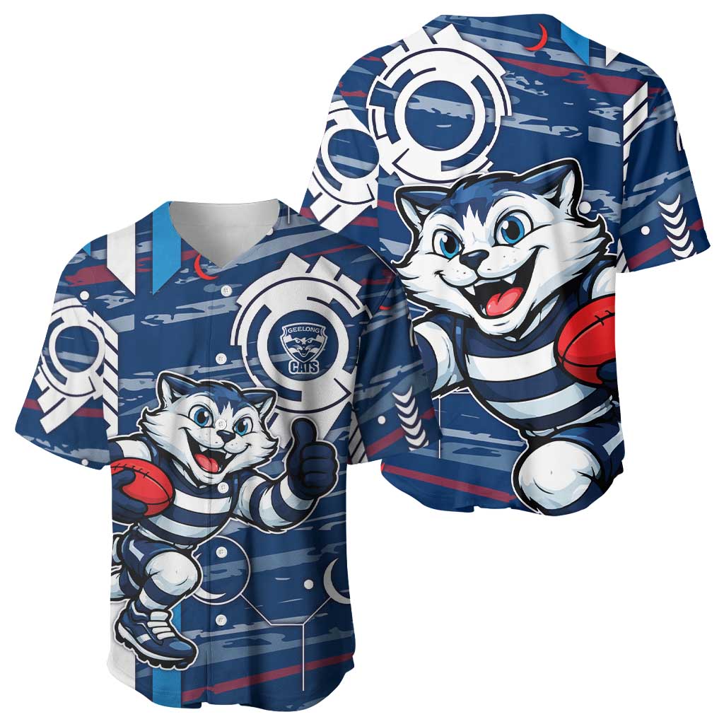 Geelong Cats Baseball Jersey Mascot Cartoon Football Illustration Style