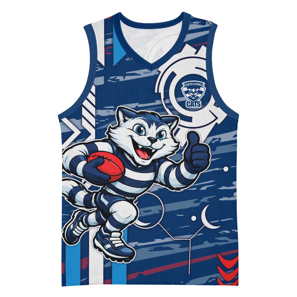 Geelong Cats Basketball Jersey Mascot Cartoon Football Illustration Style