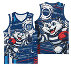 Geelong Cats Basketball Jersey Mascot Cartoon Football Illustration Style